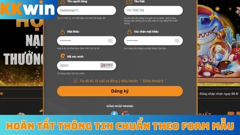 Hoàn tất thông tin chuẩn theo form mẫu