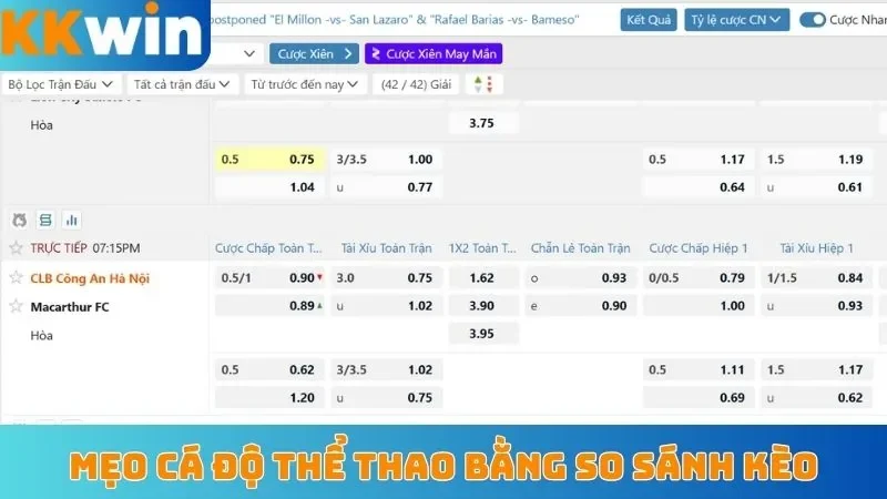 Mẹo cá độ thể thao bằng so sánh kèo